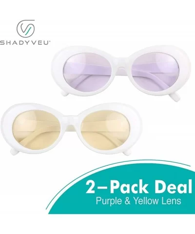 Oversized 90's Retro Pop Colorful Candy Lens Clout Goggles Oval Round Mod Sunglasses - CH18GILSWLE $21.69 Oval