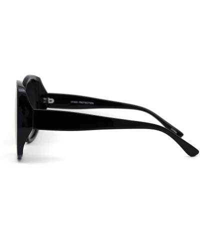 Womens Oversize Shield Butterfly Plastic Designer Fashion Sunglasses - Black Blue Mirror - CQ193GT73T2 $17.78 Butterfly