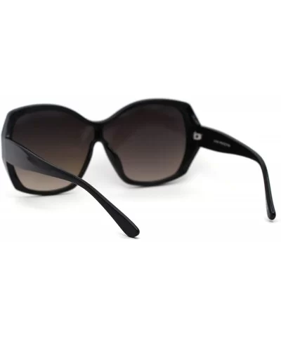 Womens Oversize Shield Butterfly Plastic Designer Fashion Sunglasses - Black Blue Mirror - CQ193GT73T2 $17.78 Butterfly