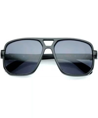 Classic Flat Top Metal Accented Temples Clear Lens Square Aviator Glasses 56mm - Matte Black-black / Smoke - C512O66COUC $15....