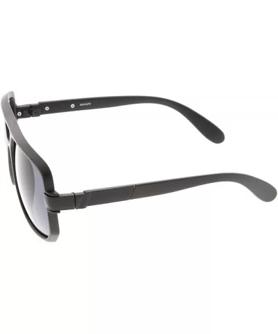 Classic Flat Top Metal Accented Temples Clear Lens Square Aviator Glasses 56mm - Matte Black-black / Smoke - C512O66COUC $15....