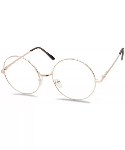 Oversize Round Double Bar Clear Lens Metal Aviator Plastic Cross Bar Glasses - Rose Gold (Round) - C717YE5SI7K $13.27 Aviator