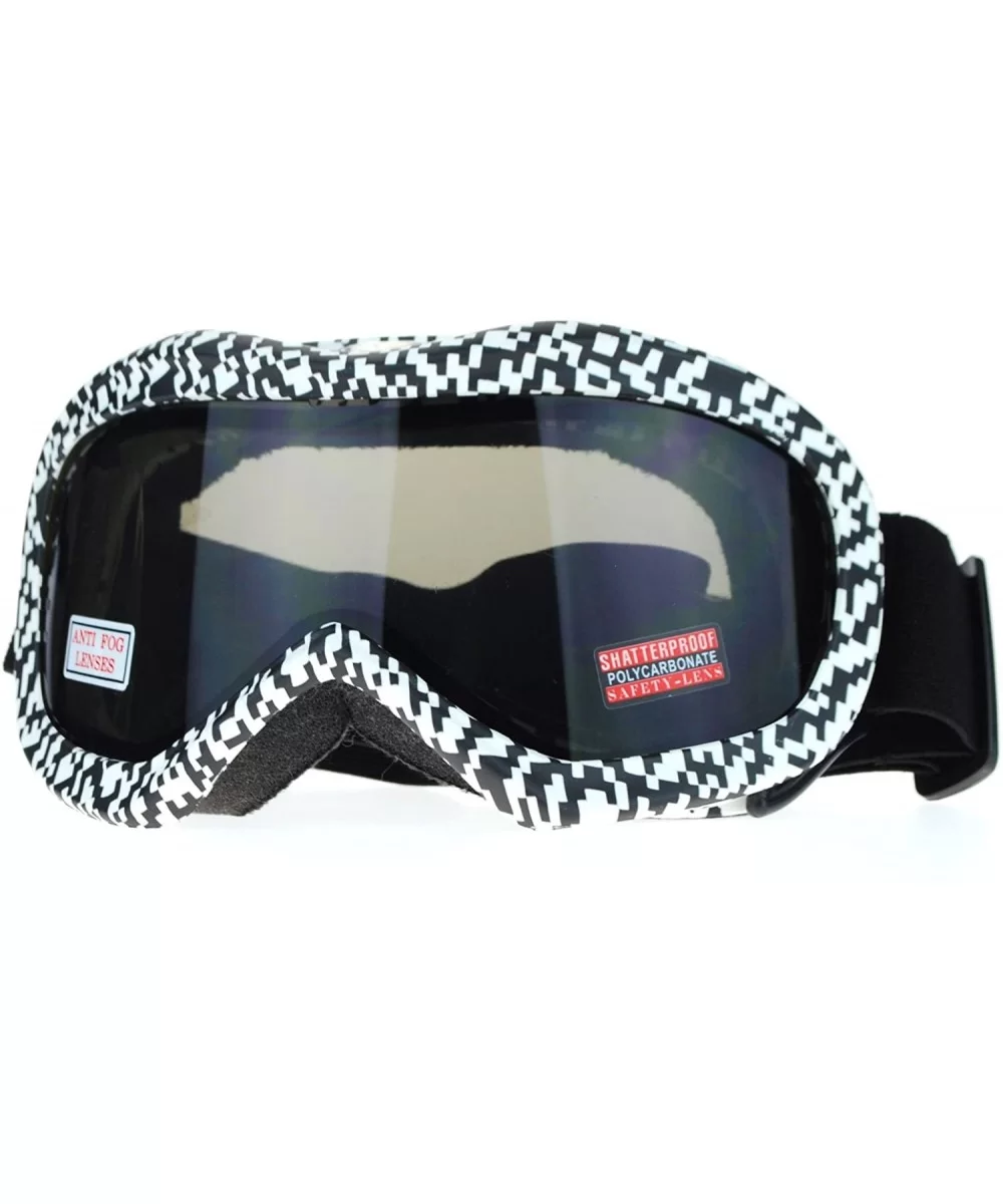 Ski Snowboard Goggles Anti Fog Shatter Proof Lens Digital Pixel Print - Black White - CE11GOVSEFJ $32.82 Goggle