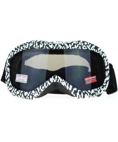 Ski Snowboard Goggles Anti Fog Shatter Proof Lens Digital Pixel Print - Black White - CE11GOVSEFJ $32.82 Goggle