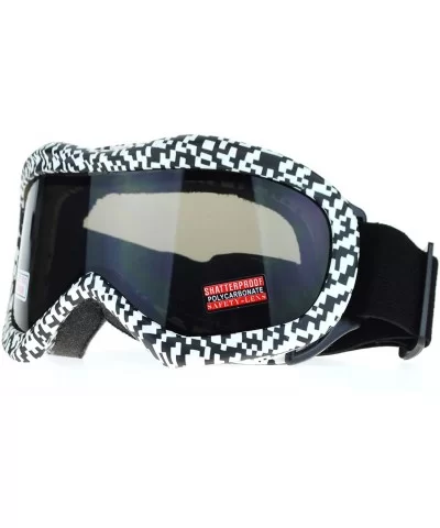 Ski Snowboard Goggles Anti Fog Shatter Proof Lens Digital Pixel Print - Black White - CE11GOVSEFJ $32.82 Goggle