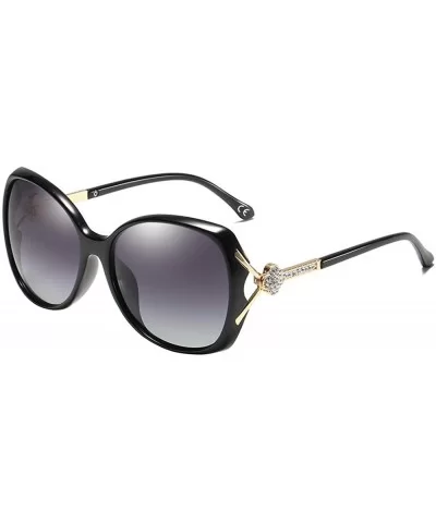Women Polarized Sunglasses UV Protection Ladies Eyewear Diamond Decoration WS071 - Black - CI18OLDEI9E $11.41 Oversized