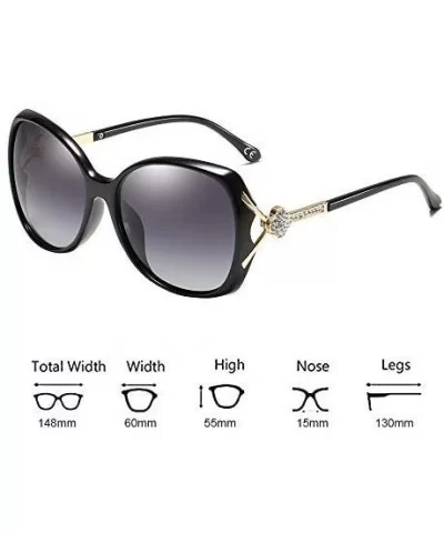 Women Polarized Sunglasses UV Protection Ladies Eyewear Diamond Decoration WS071 - Black - CI18OLDEI9E $11.41 Oversized