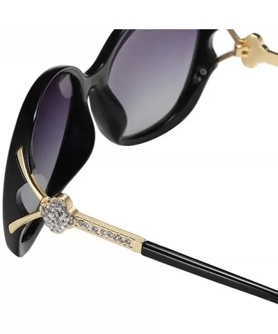 Women Polarized Sunglasses UV Protection Ladies Eyewear Diamond Decoration WS071 - Black - CI18OLDEI9E $11.41 Oversized