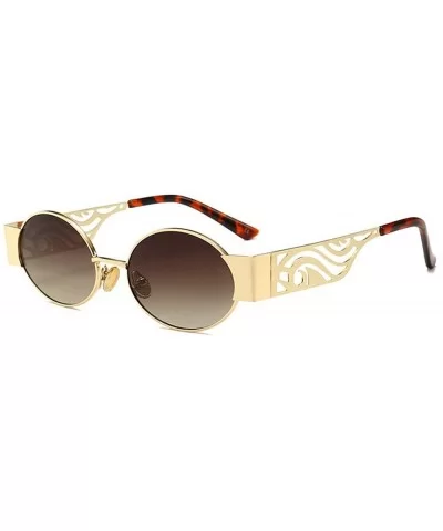 Faashions Vintage Small Oval Punk Sunglasses Unisex Chic Sexy Luxury Brand Designer Eyewear UV400 - Brown - CK18LMZCU36 $17.5...