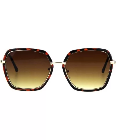 Double Frame Square Sunglasses Womens Designer Chic Shades UV 400 - Tortoise (Brown) - CC18ORQ9RUI $13.16 Square