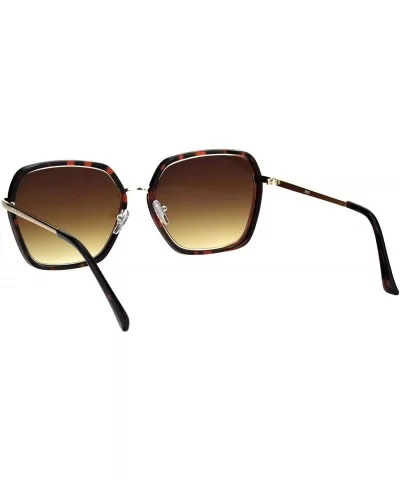 Double Frame Square Sunglasses Womens Designer Chic Shades UV 400 - Tortoise (Brown) - CC18ORQ9RUI $13.16 Square