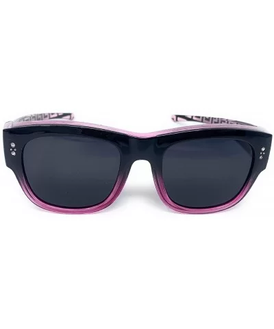 The Finesse Polarized Colorful Two Tone Ombre Fit Over OTG Rectangular Squared Sunglasses - Black Purple - CM199MXEML3 $37.69...