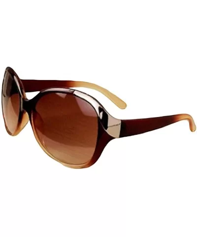 Unisex Fashion Sunglasses Oversized Round Plastic Lenses UV400 - Brown - CC18NC4TTYK $11.49 Round