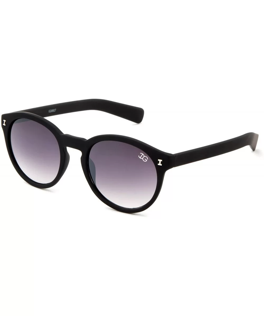 "Sunrise" Round Glasses with UV400 Gradient Lenses Fashion Sunglasses - Rubber Black - CQ12N34XB6T $13.16 Round