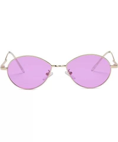 Metal Retro Vintage Oval Round Fashion Designer Sunglasses - Purple - C818I59OW78 $13.43 Oval