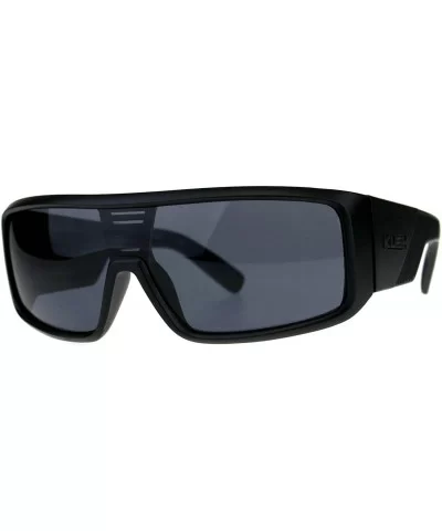 KUSH Sunglasses Mens Fashion Shield Rectangular Frame UV 400 - Matte Black - CZ18D7RGEOO $14.39 Shield