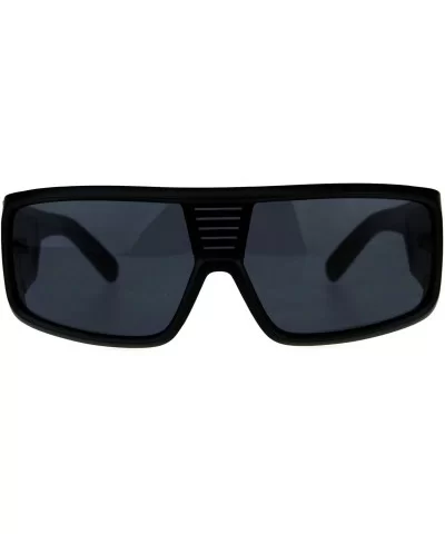 KUSH Sunglasses Mens Fashion Shield Rectangular Frame UV 400 - Matte Black - CZ18D7RGEOO $14.39 Shield