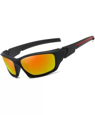 Polarized Sports Sunglasses Cycling Glasses with 6 Interchangeable Lenses - Black Orange - CS193YE908S $23.49 Sport
