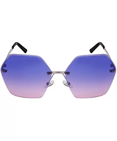 Oversized Hexagon Shaped Sunglasses with Ocean Lens 3120-OCR - Silver - CZ182LHY3E8 $11.29 Rectangular