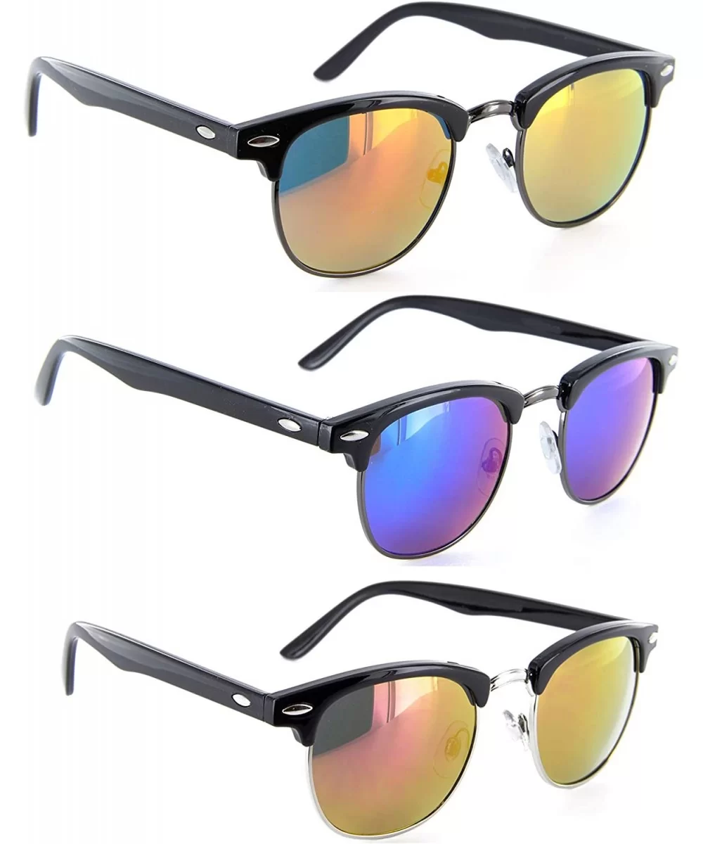 Reflective Color Mirror Mirror Lens Retro Classics Style Sunglasses Gift Box - Style 1 - C711JIQN6XR $22.37 Square