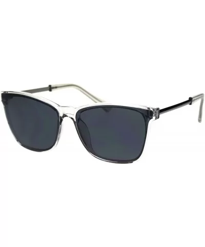 Unisex Fashion Sunglasses Chic Trendy Square Minimal Frame UV 400 - Clear Grey (Black) - C218Z4Y67EL $18.56 Square