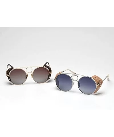 Retro Punk Sunglasses Women Polarized Metal Frame Vintage Round Sun Glasses for Men - Silver With Black - CJ18AESMD6L $15.29 ...