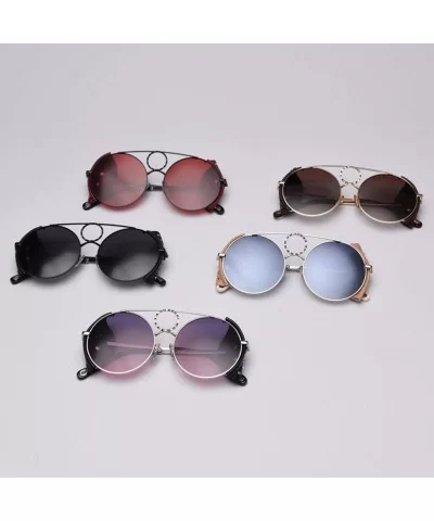 Retro Punk Sunglasses Women Polarized Metal Frame Vintage Round Sun Glasses for Men - Silver With Black - CJ18AESMD6L $15.29 ...