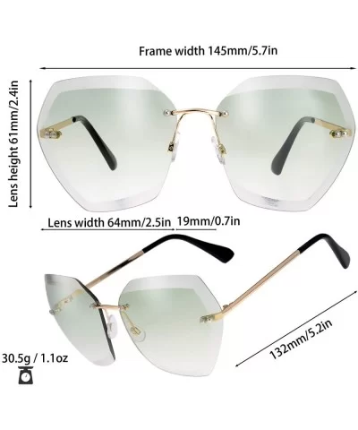 Sunglasses For Women Oversized Rimless Diamond Cutting Lens Sun Glasses - Exquisite Packaging - 965806-gold - CJ18AQHM7N6 $21...