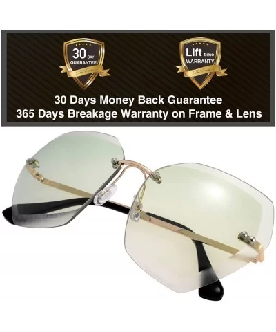 Sunglasses For Women Oversized Rimless Diamond Cutting Lens Sun Glasses - Exquisite Packaging - 965806-gold - CJ18AQHM7N6 $21...