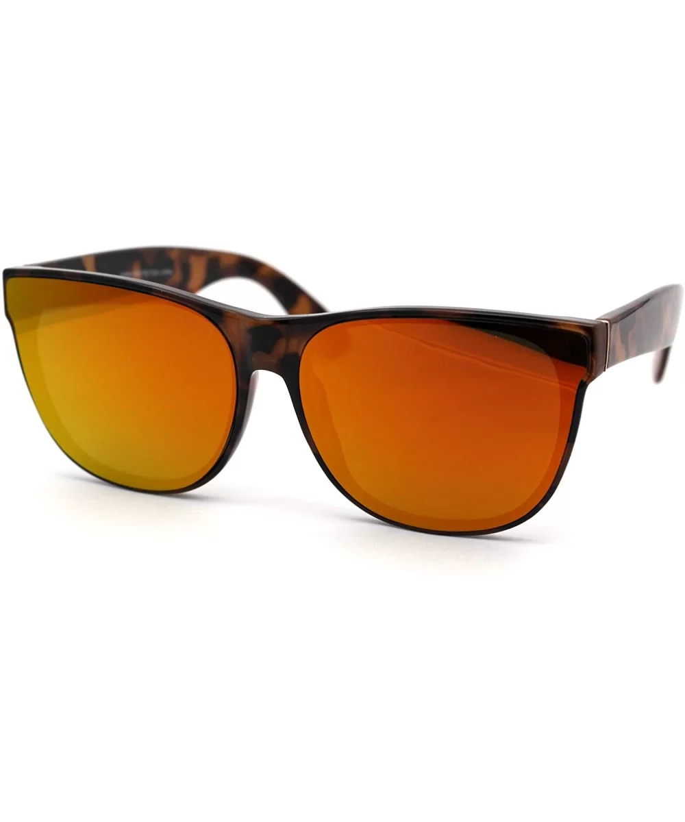 Hipster Color Mirror Lens Plastic Horn Rim Sunglasses - Tortoise Orange Mirror - CE1956QHQZ6 $18.05 Rectangular