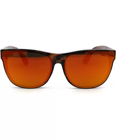 Hipster Color Mirror Lens Plastic Horn Rim Sunglasses - Tortoise Orange Mirror - CE1956QHQZ6 $18.05 Rectangular