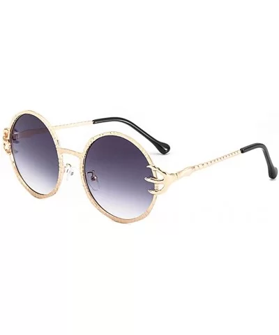 Oversized Rhinestone Aviator Sunglasses for Women Diamond Shades - Gold Frame/Grey Lens a - C418U4LK4R4 $19.50 Cat Eye