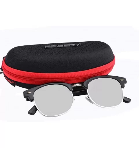 Classic Polarized Half Frame Sunglasses Men Women Sun Glasses B2250 - Silver - CH183X24YR7 $13.18 Rimless