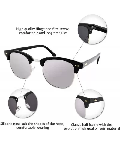 Classic Polarized Half Frame Sunglasses Men Women Sun Glasses B2250 - Silver - CH183X24YR7 $13.18 Rimless