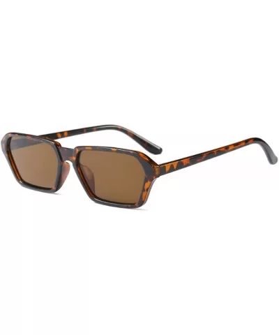 Vintage Rectangle Sunglasses Small Frame Women Square Fashion Eyewear - Leopard - CN18DW0637O $13.04 Goggle