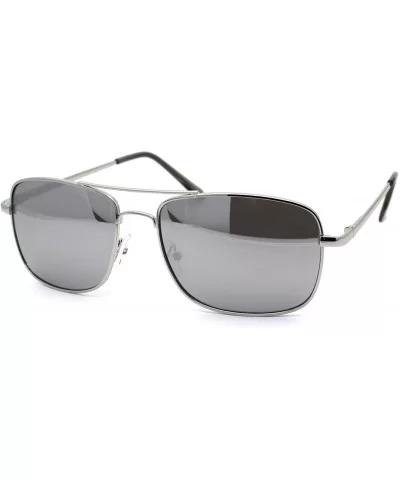 Mens Air Force Rectangle Mirror Lens Racer Pilots Sunglasses - Silver Silver Mirror - CB1977DH054 $16.83 Rectangular