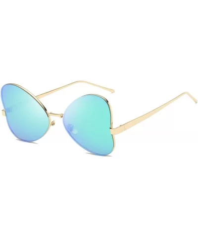 Women Fashion Metal Butterfly Oversized Cat Eye Sunglasses - Green - CM18WSENONG $30.61 Oversized
