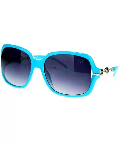 Womens Oversized 2 Tone Expose Lens Jewel Chain Arm Butterfly Sunglasses - Blue - CF11NSKXTOF $18.07 Butterfly