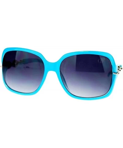 Womens Oversized 2 Tone Expose Lens Jewel Chain Arm Butterfly Sunglasses - Blue - CF11NSKXTOF $18.07 Butterfly