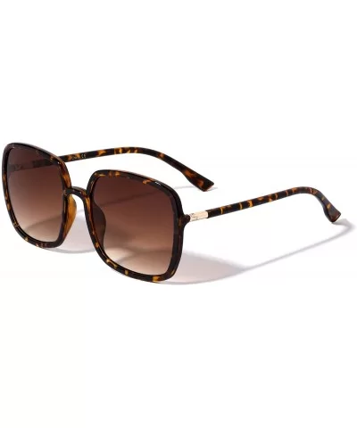 Dublin Round Square Thin Frame Designer Sunglasses - Brown - CD1960QOWWQ $20.61 Square