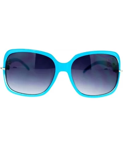 Womens Oversized 2 Tone Expose Lens Jewel Chain Arm Butterfly Sunglasses - Blue - CF11NSKXTOF $18.07 Butterfly