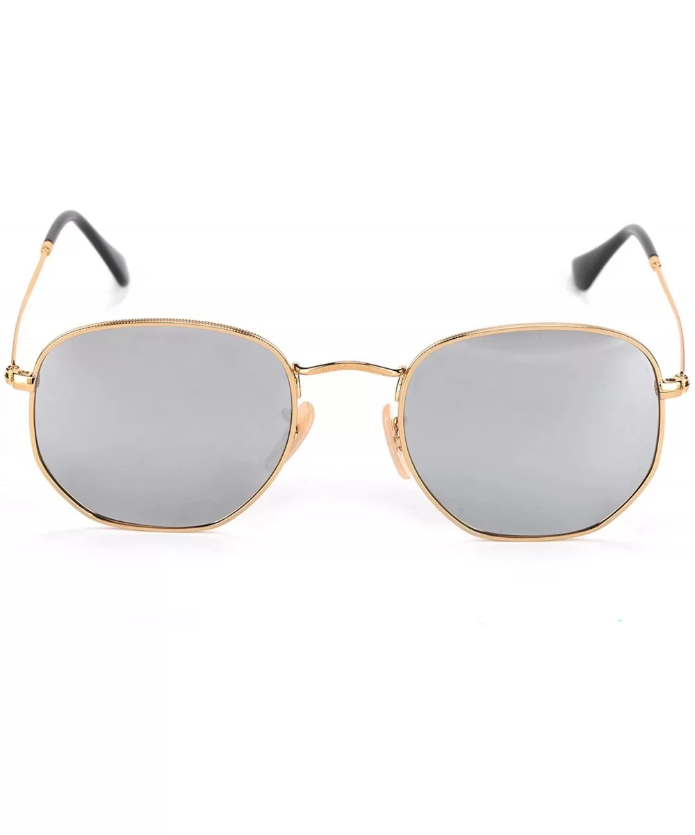 hexagonal Sunglasses for men women flash lens metal frame Classic vintage shades light weight JM001 - Gold - CP183R75KNE $37....