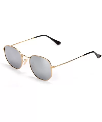 hexagonal Sunglasses for men women flash lens metal frame Classic vintage shades light weight JM001 - Gold - CP183R75KNE $37....