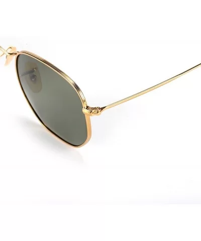 hexagonal Sunglasses for men women flash lens metal frame Classic vintage shades light weight JM001 - Gold - CP183R75KNE $37....