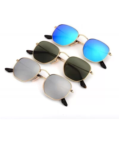 hexagonal Sunglasses for men women flash lens metal frame Classic vintage shades light weight JM001 - Gold - CP183R75KNE $37....