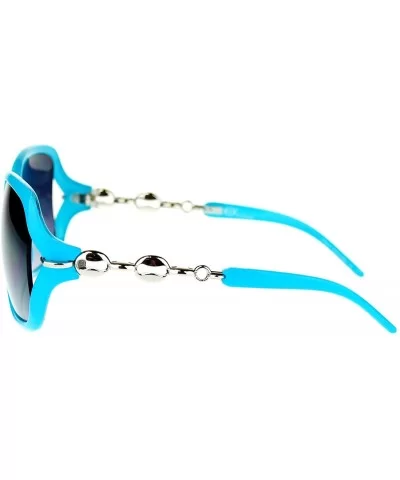 Womens Oversized 2 Tone Expose Lens Jewel Chain Arm Butterfly Sunglasses - Blue - CF11NSKXTOF $18.07 Butterfly