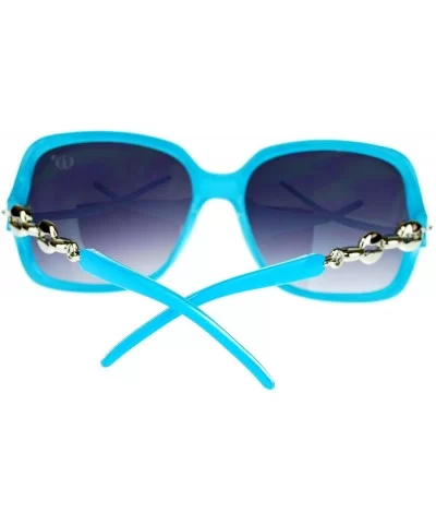 Womens Oversized 2 Tone Expose Lens Jewel Chain Arm Butterfly Sunglasses - Blue - CF11NSKXTOF $18.07 Butterfly