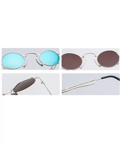 Punk Sunglasses Men Vintage Small Oval Sun Glasses For Women Summer 2018 UV400 - Gold With Yellow - CJ18D457SY4 $13.22 Oval