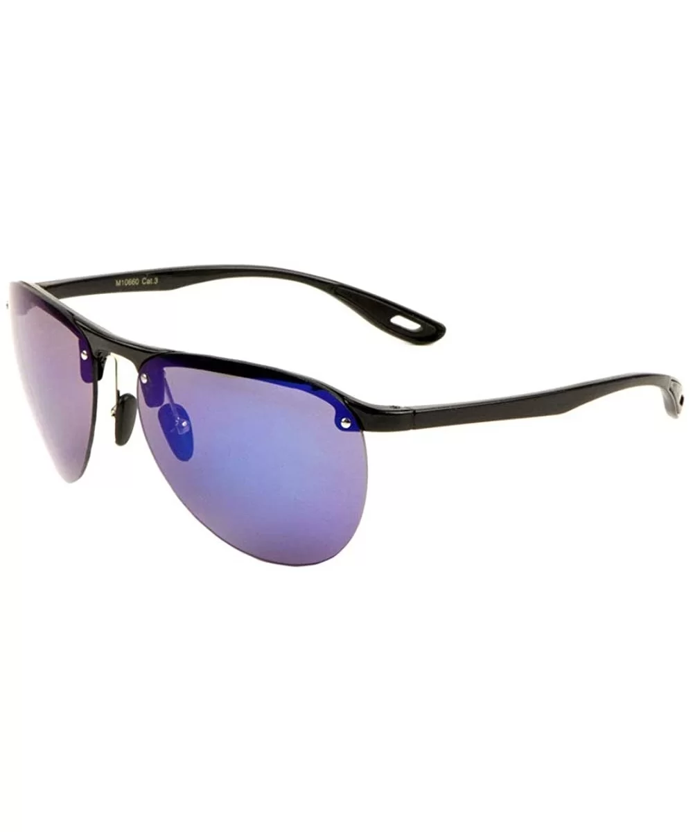 Rimless Round Lens Light Weight Sunglasses - Blue - CB197XQ480W $20.57 Round