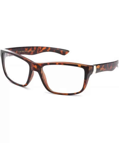 Men's Rectangular High Fashion Clear Lens Glasses - Tortoise - CS11G6GT42J $12.11 Rectangular